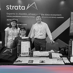 strata at investops asia - June Ho, Basil Doucas and James Colston at the Strata booth